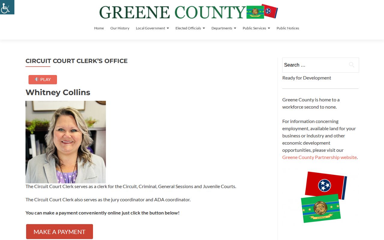 Greene County Circuit Court Clerk arrest case contact page