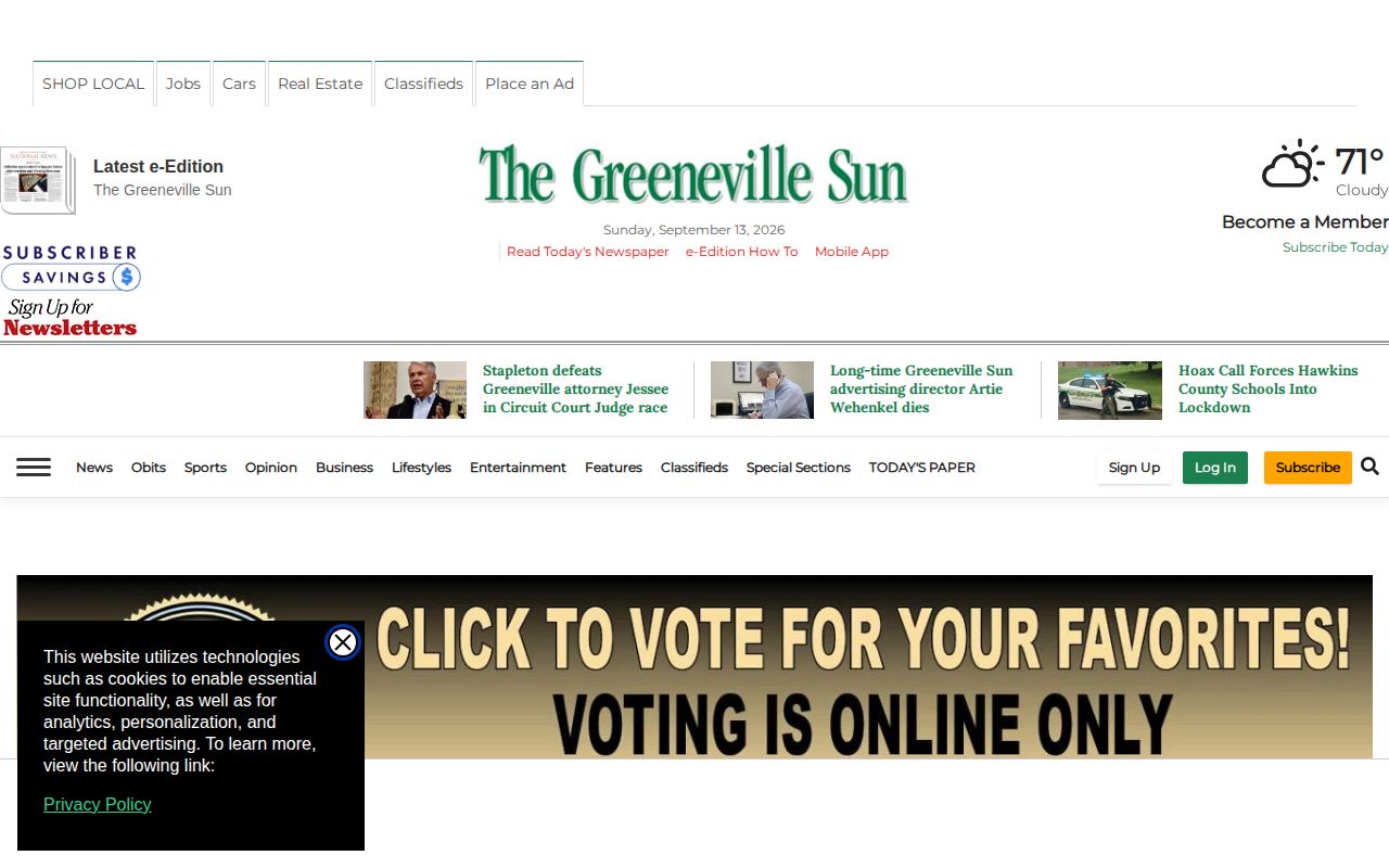 Greeneville Sun local coverage related to Greene County arrests